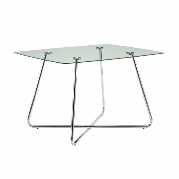 Gfancy Fixtures 31 in. Metal & Clear Tempered Glass Dining Table Chrome GF3103629